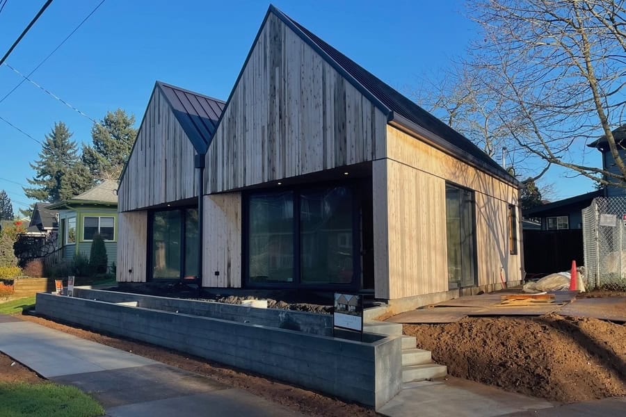 The Keets — modern wood-clad gabled new home in Portland