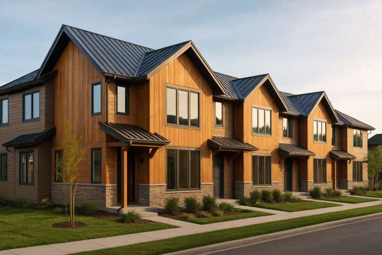 Modern rustic multi-family townhome development