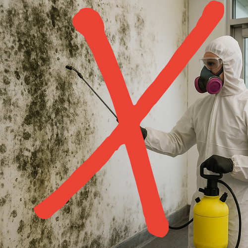 Illustration of a sprayer with a prohibitory red circle