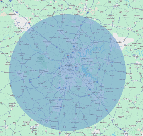 Middle Tennessee service area map