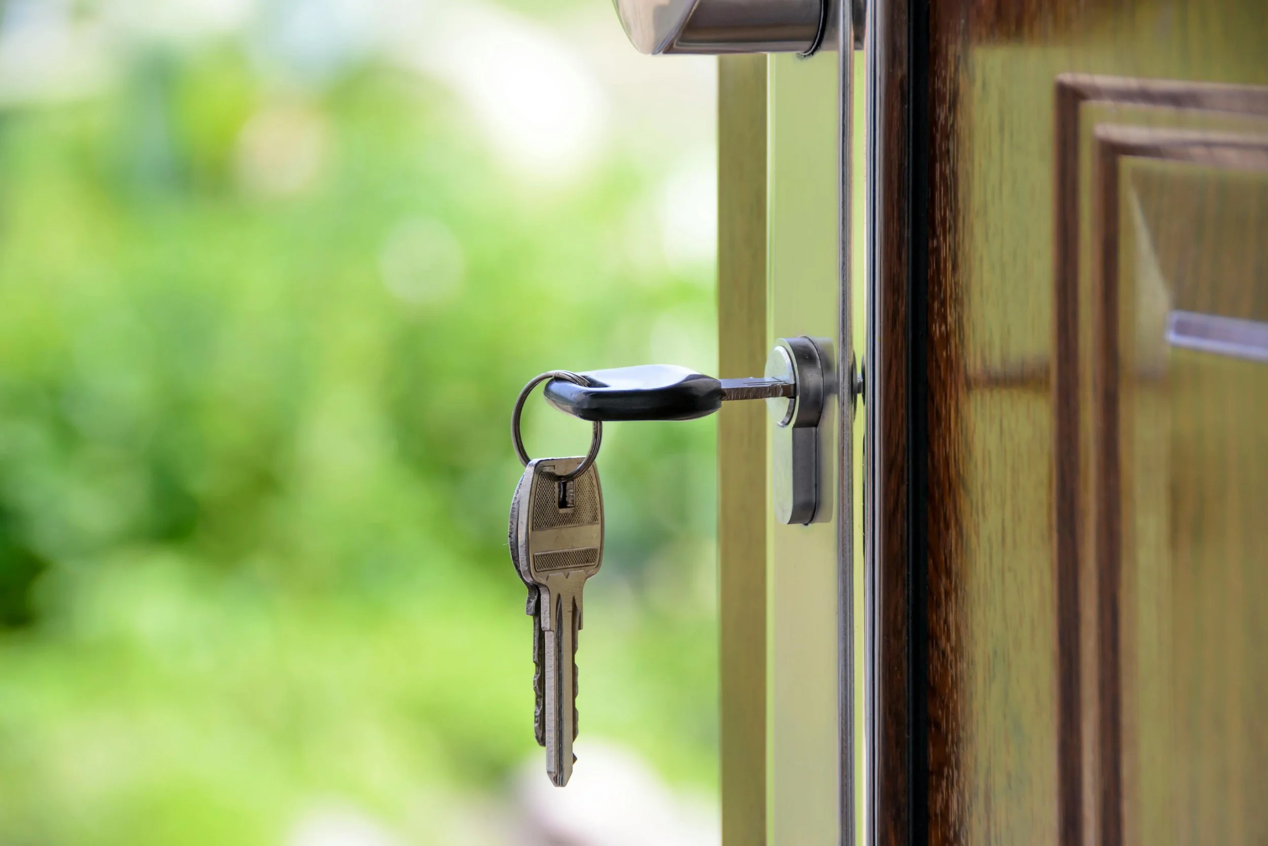 House key in door lock 