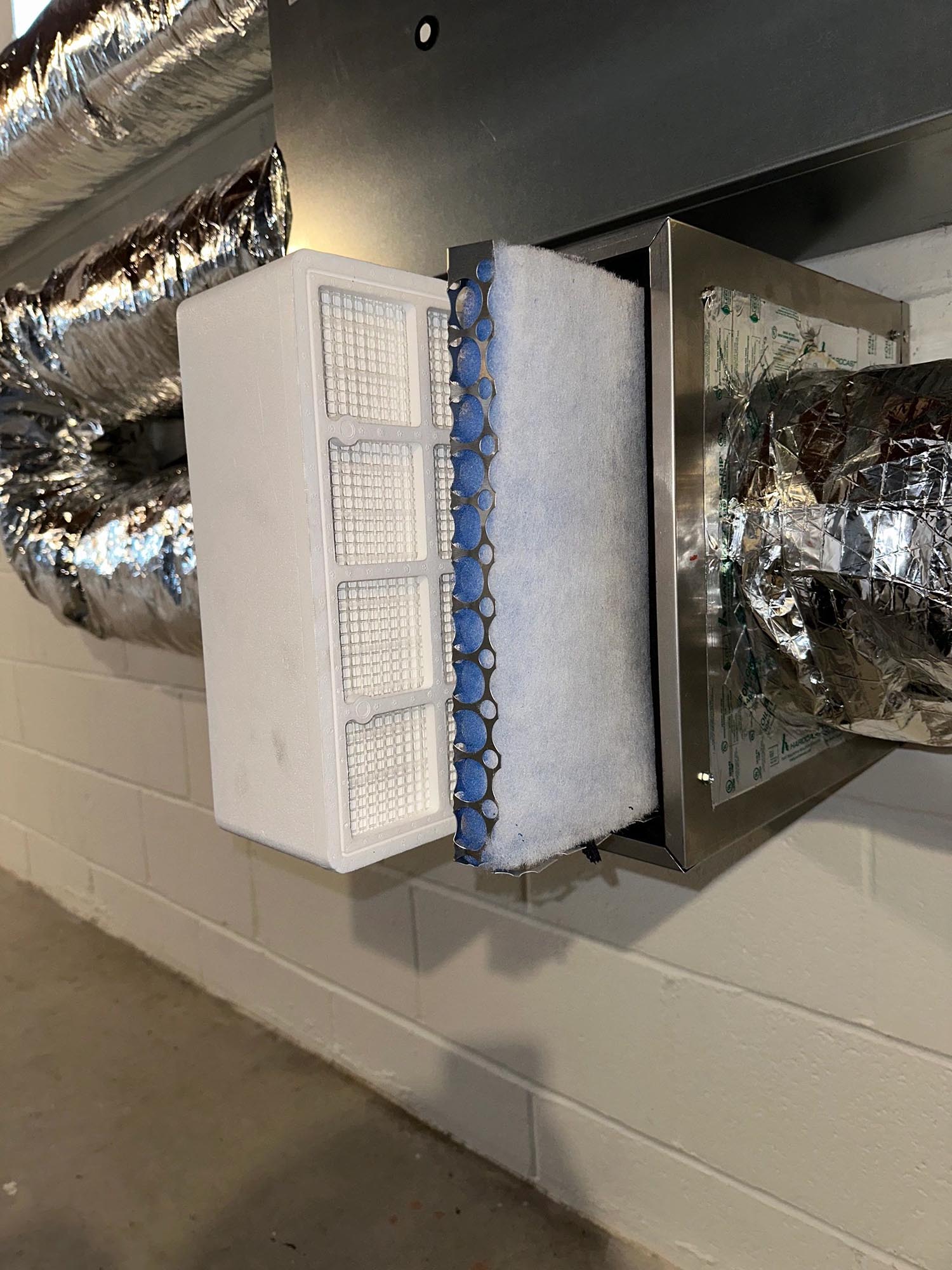 Honeywell 20x25x4 MERV 11 media filter installed in cabinet