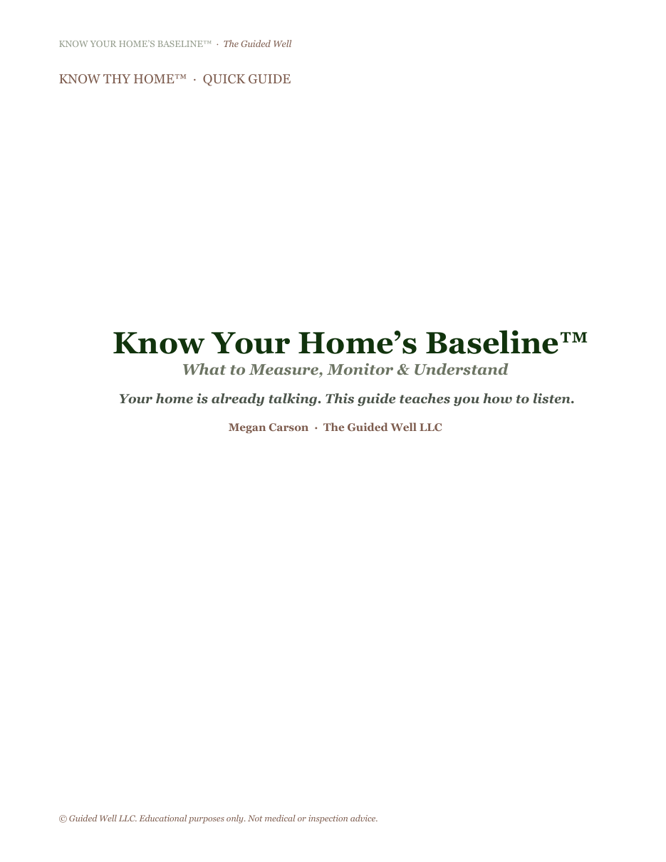 Cover page of the Know Your Home's Baseline guide PDF