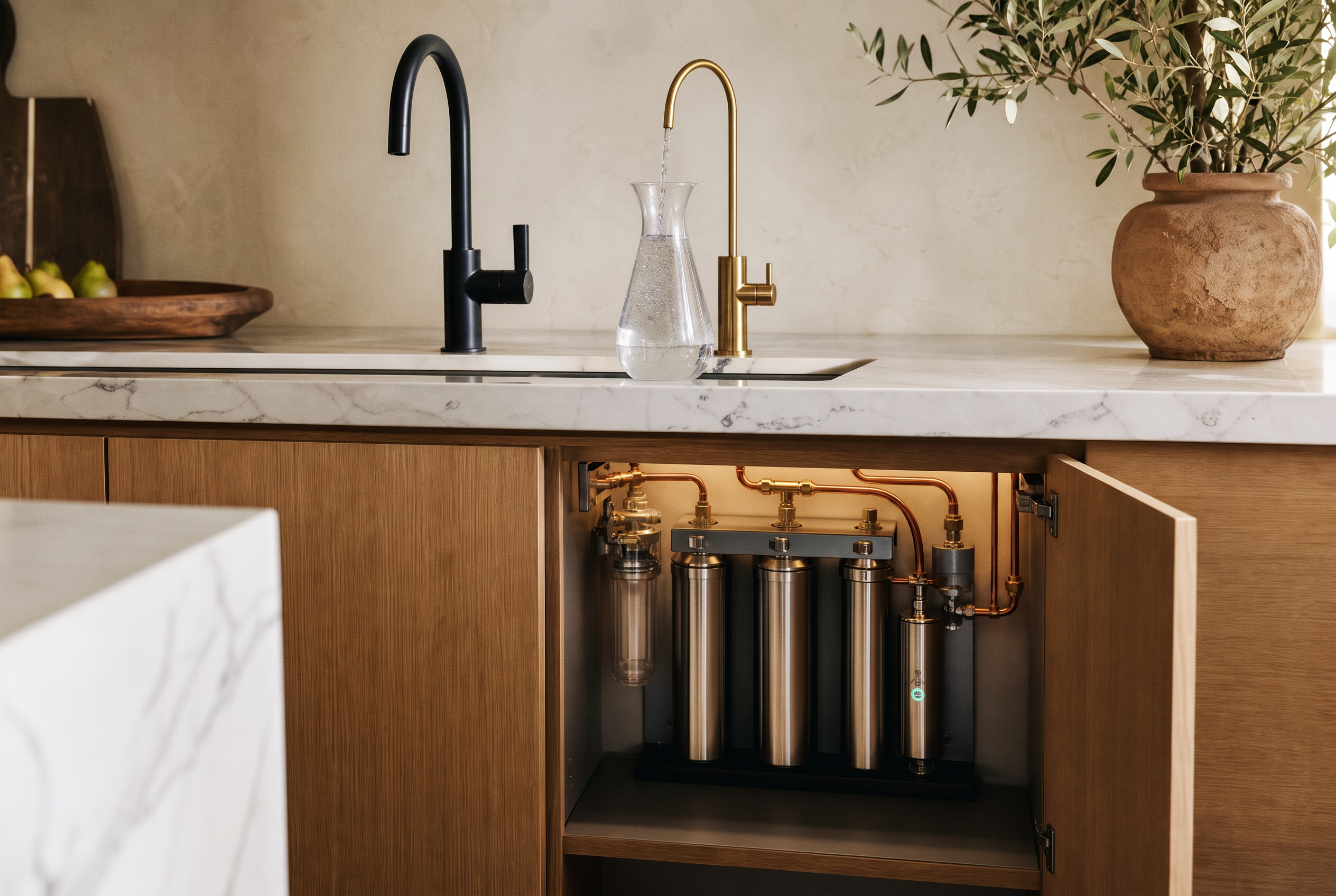 Whole-home water filtration installation